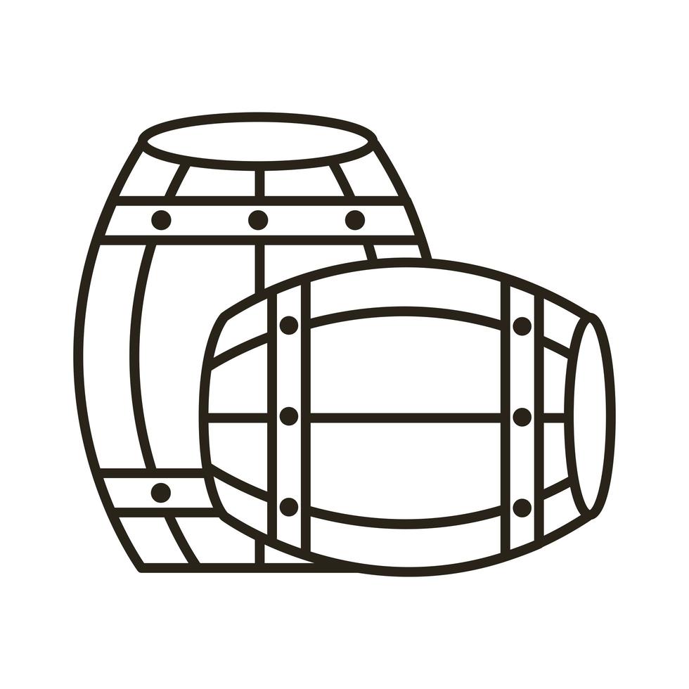 beer barrels wooden oktoberfest line style icon vector