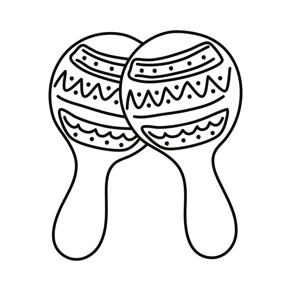 maracas icono de estilo de línea de cultura mexicana vector