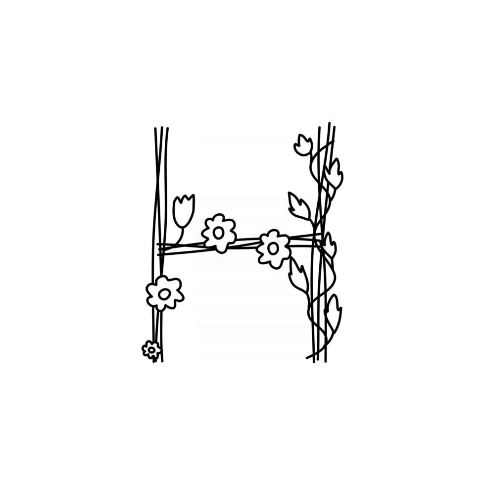 Vintage floral bold Letter H logo spring vector