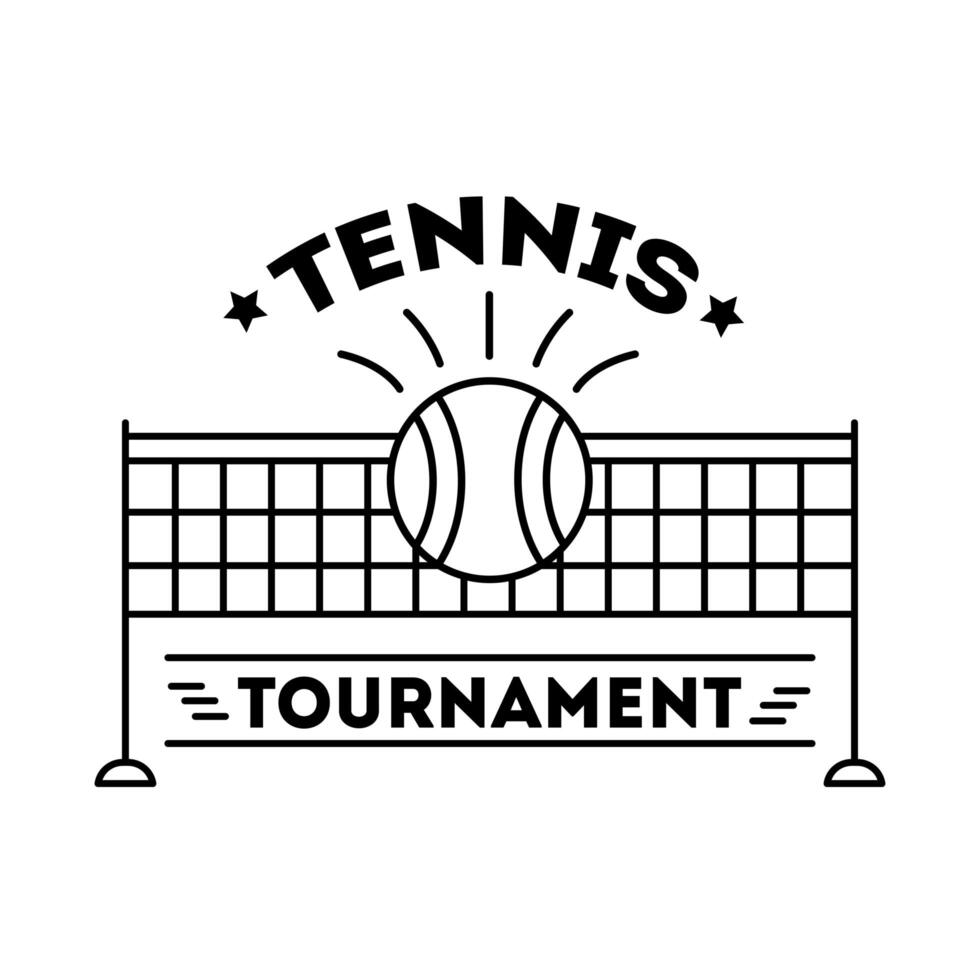 ball tennis sport with lettering and net line style icon vector