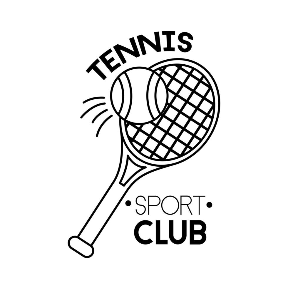 icono de estilo de línea de deporte de tenis de pelota y raqueta vector