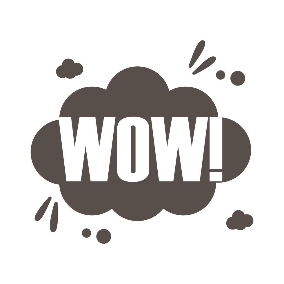 slang cloud expresion with wow word silhouette style vector