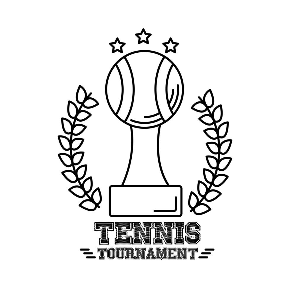 trophy ball tennis sport with wreath crown line style icon vector