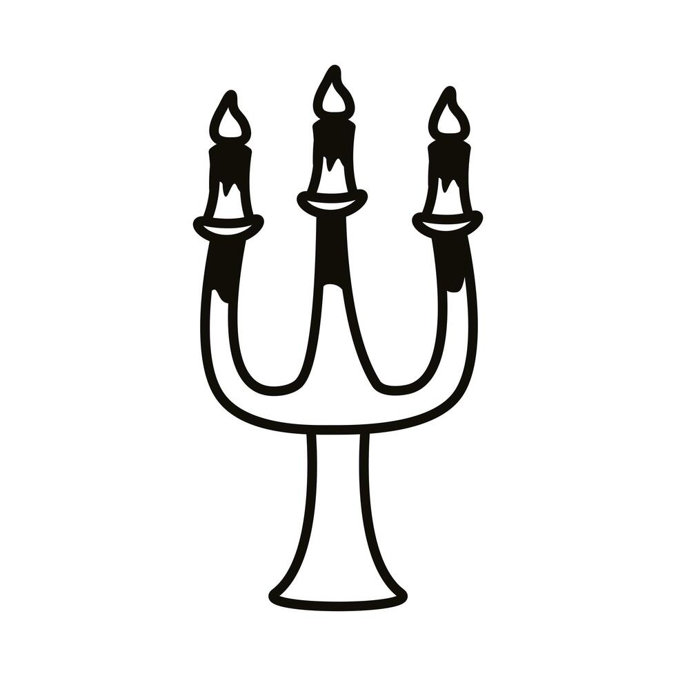 candelabro con velas icono de estilo de línea vector