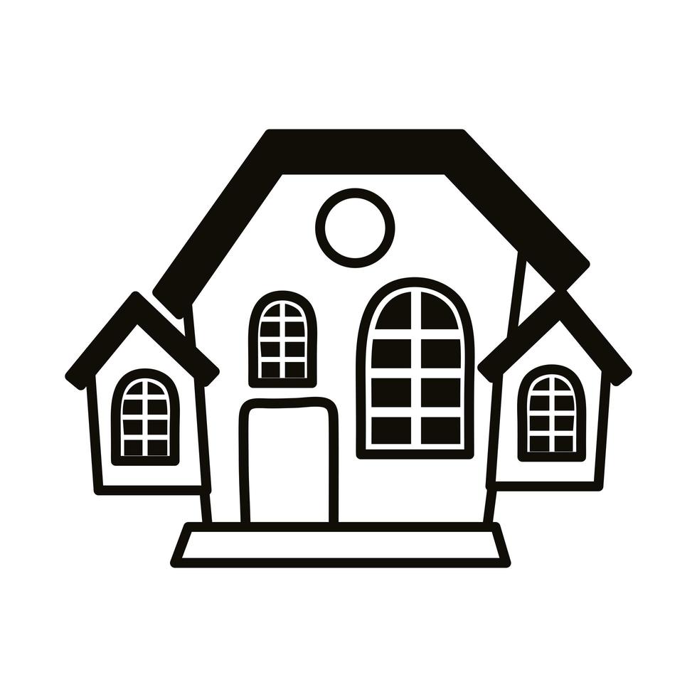 halloween dark house line style icon vector