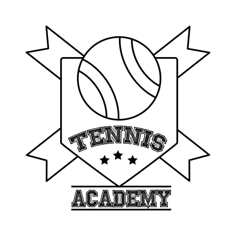 ball tennis sport with ribbons in shield line style icon vector