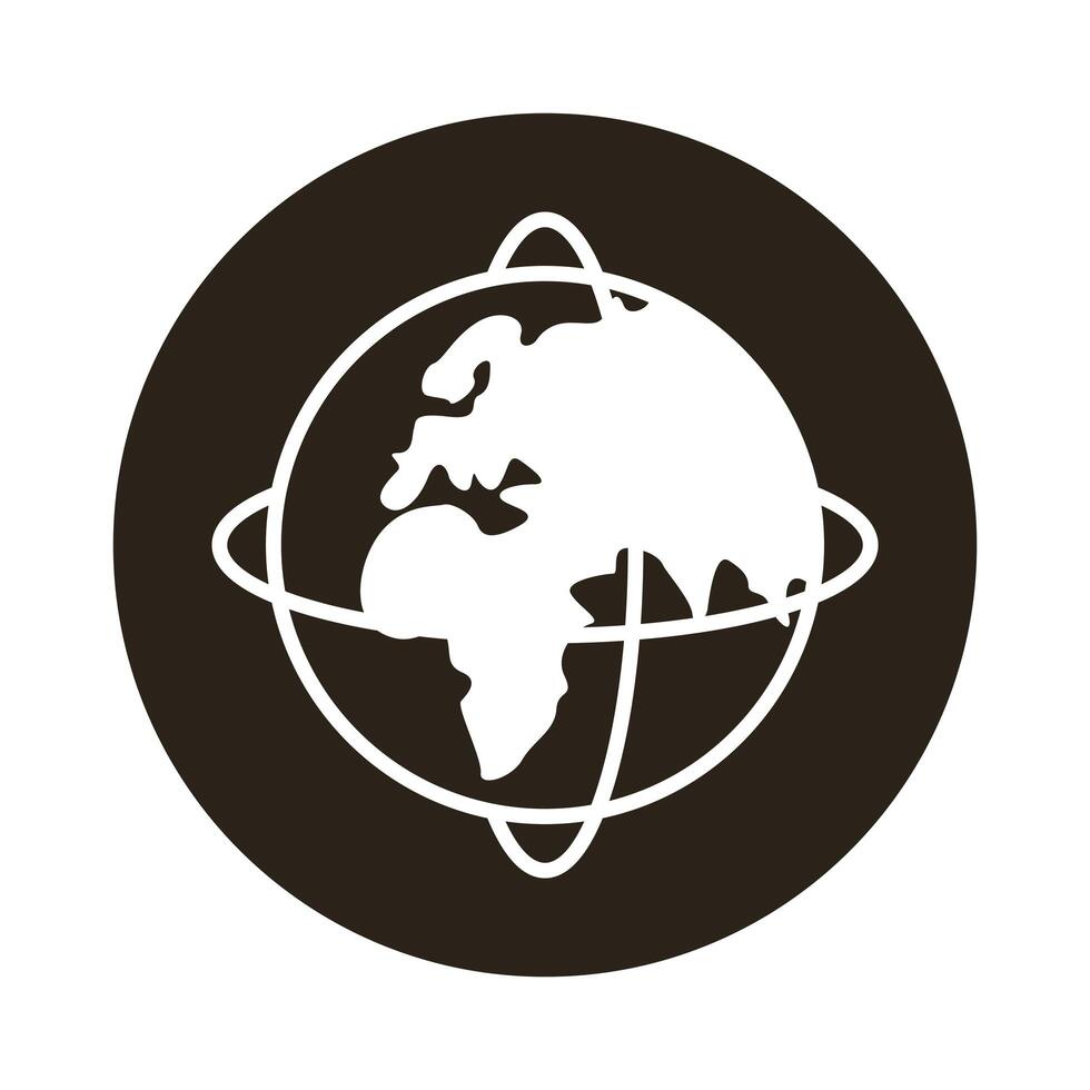 world planet earth with old continent style block icon vector