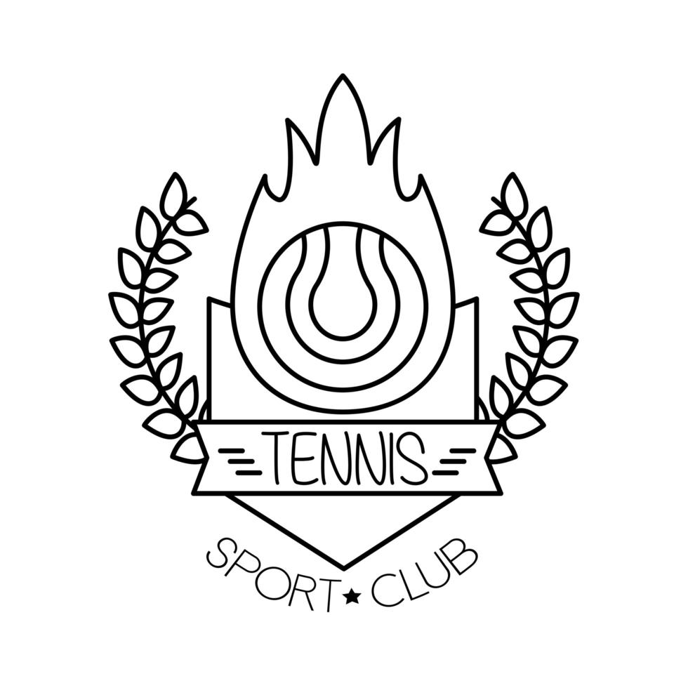 bola de fuego deporte de tenis con corona icono de estilo de línea de corona vector