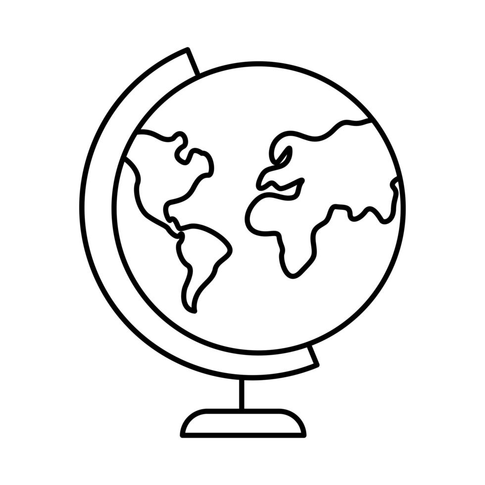 world planet earth with continents in base line style icon vector