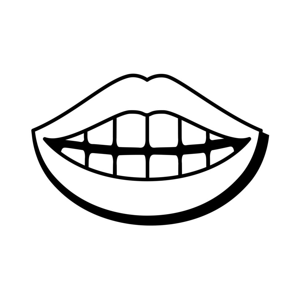 Pop art smiling mouthline style icon vector
