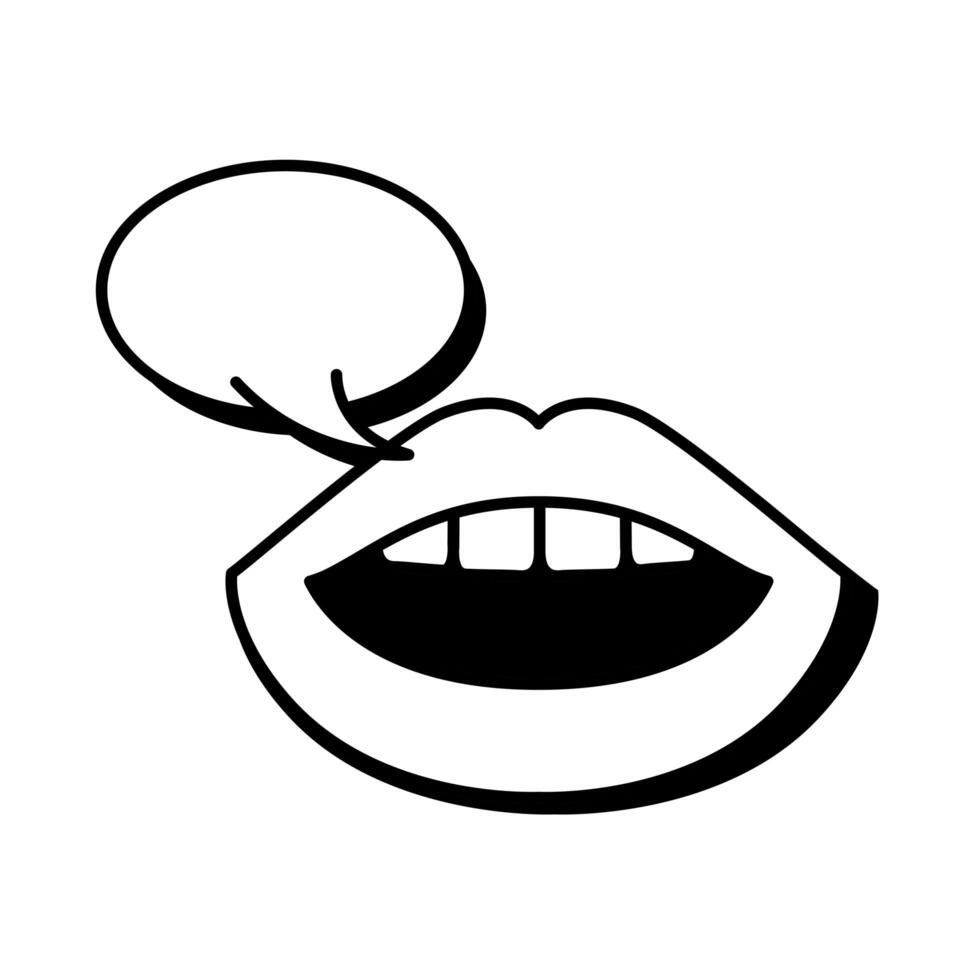 Pop art mouth speaking with speech bubbleline style icon vector