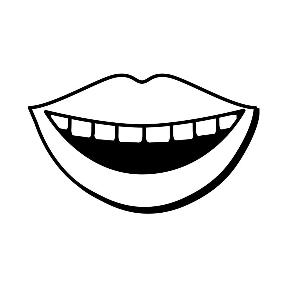 Pop art smiling mouthline style icon vector