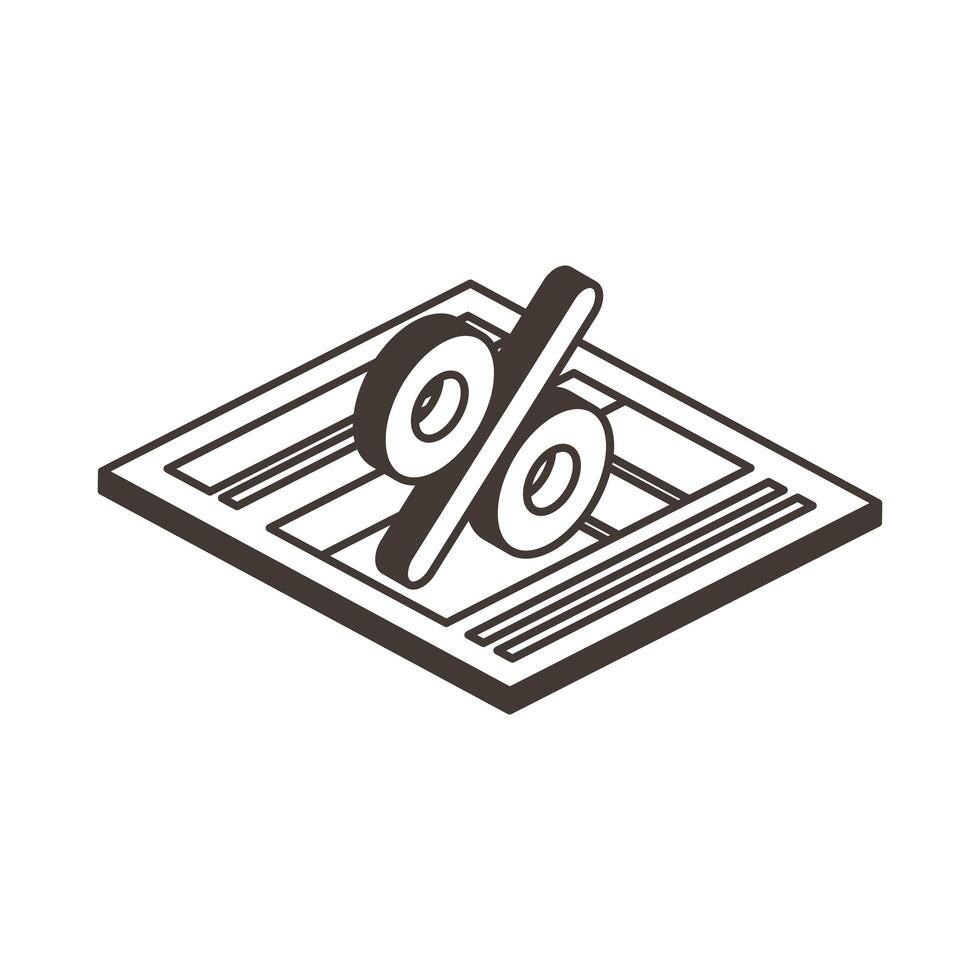 Isolated document with percent line style icon vector design