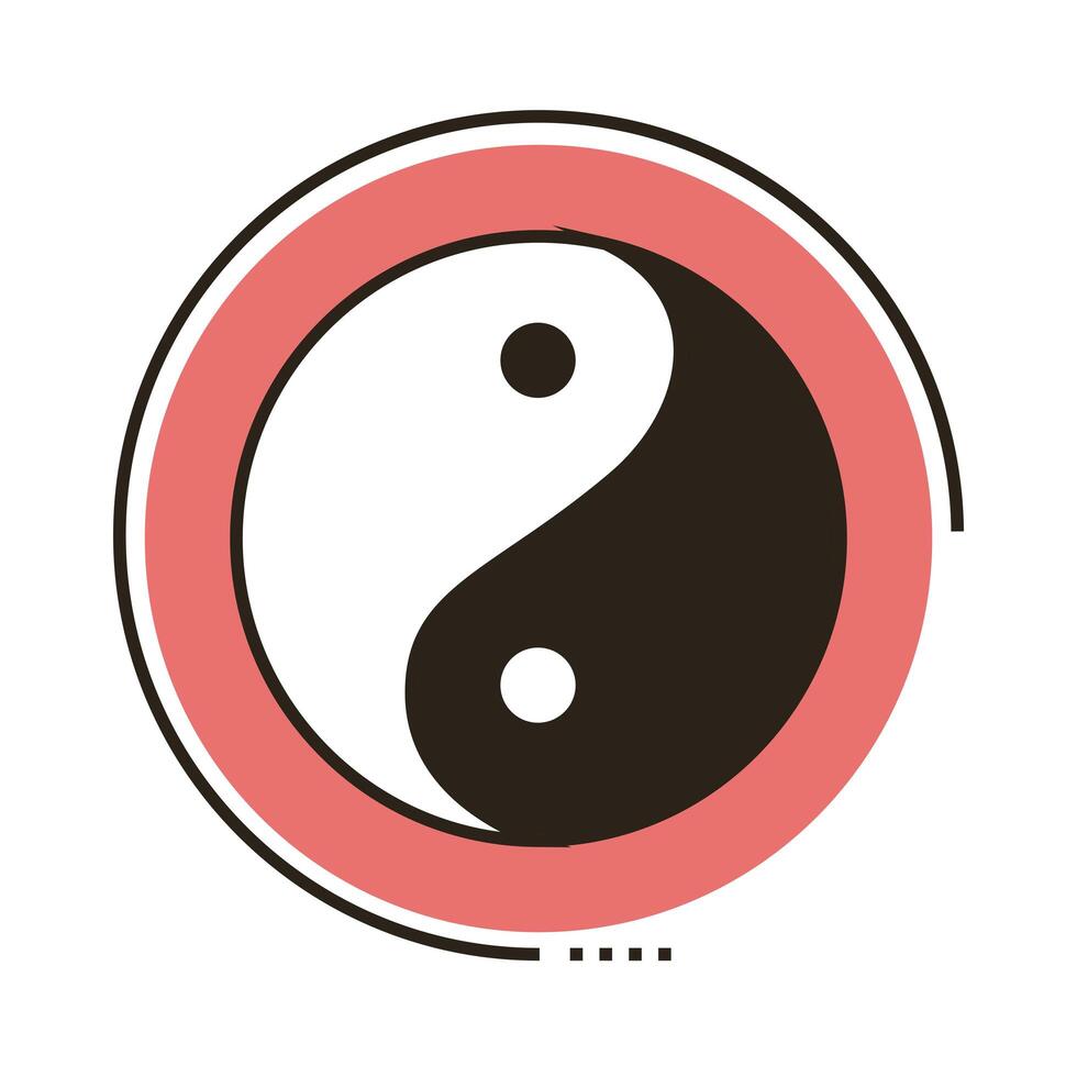 yin yang symbol line and fill style icon vector