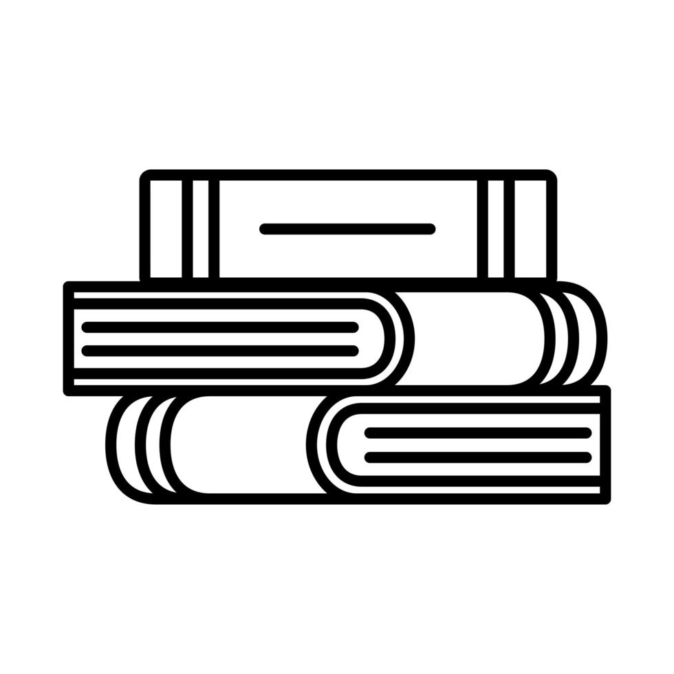 diseño de vector de icono de estilo de línea de tres libros cerrados