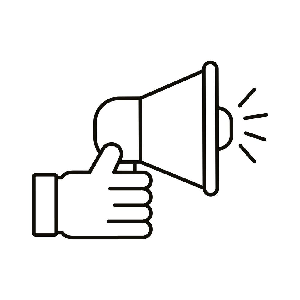 Hand holding megaphone line style icon vector design