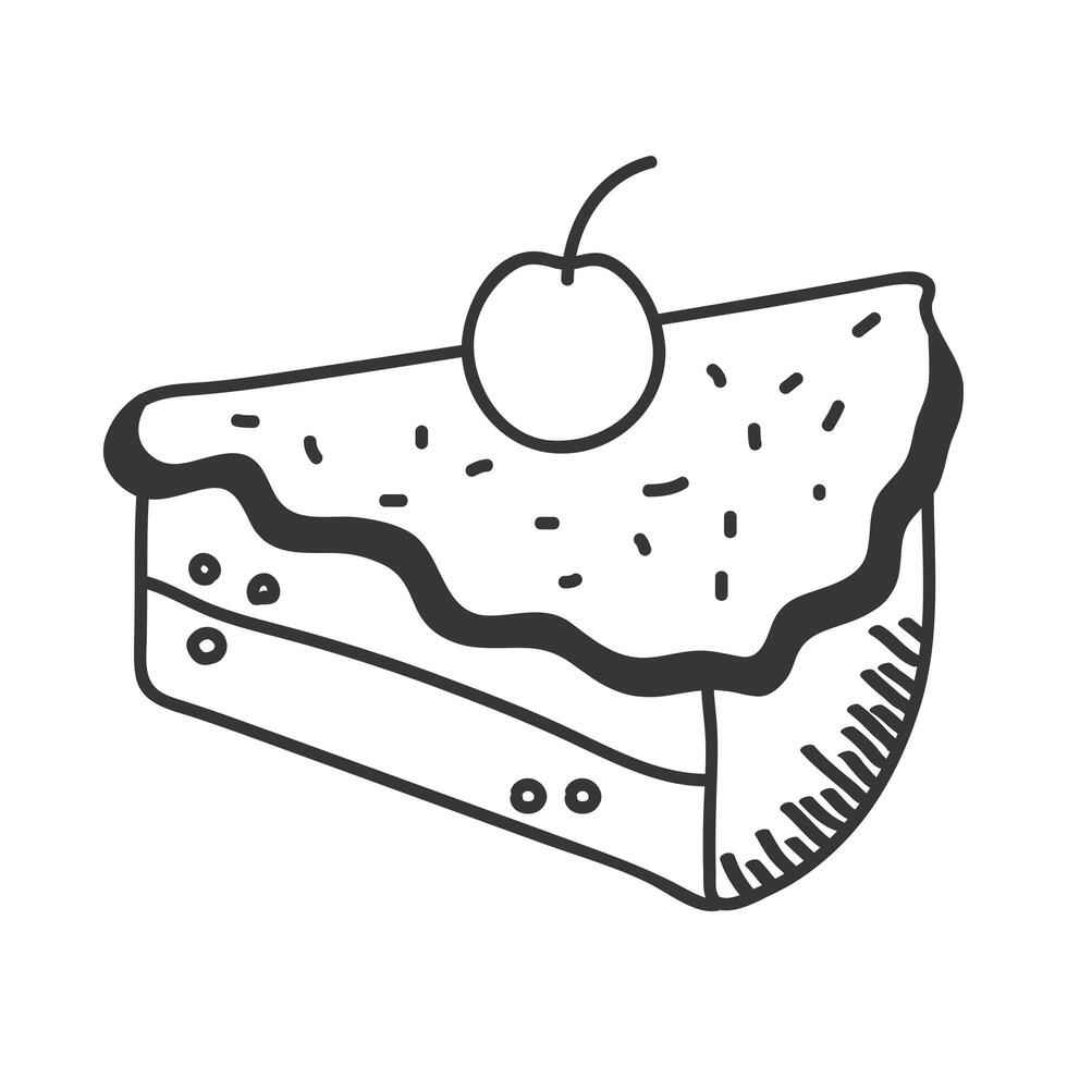 sweet cake hand draw and line style icon vector design