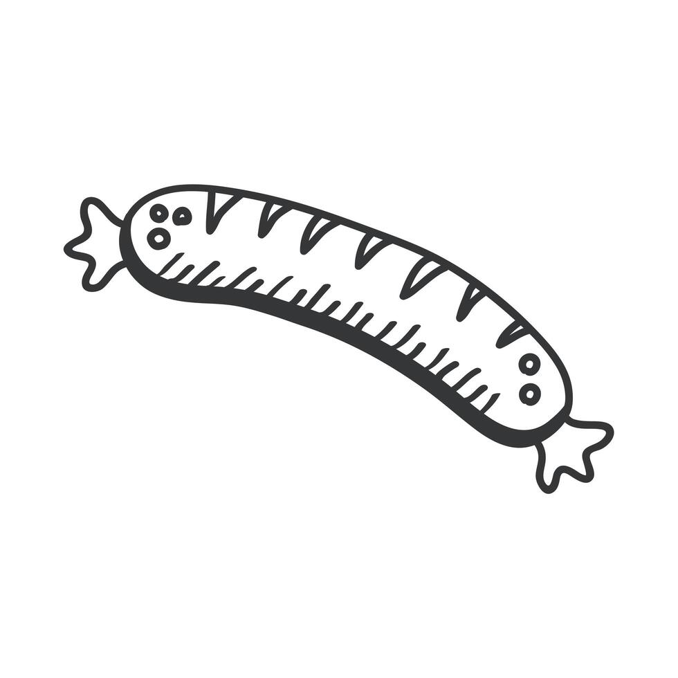 sausage hand draw and line style icon isolated vector design