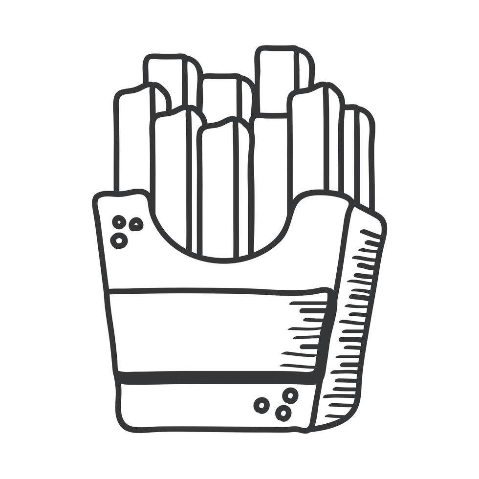 french fries hand draw and line style icon vector design