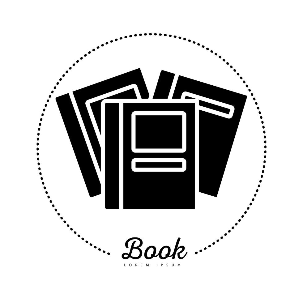 books in circle silhouette style icon vector design