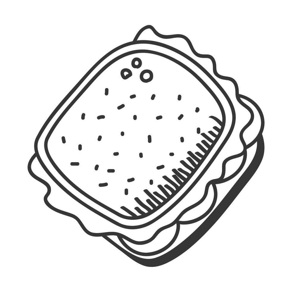 Dibujar a mano sándwich y diseño de vector de icono de estilo de línea