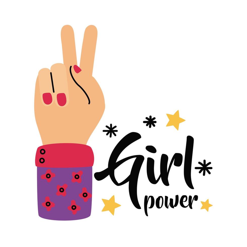 Girl power love and peace hand vector design