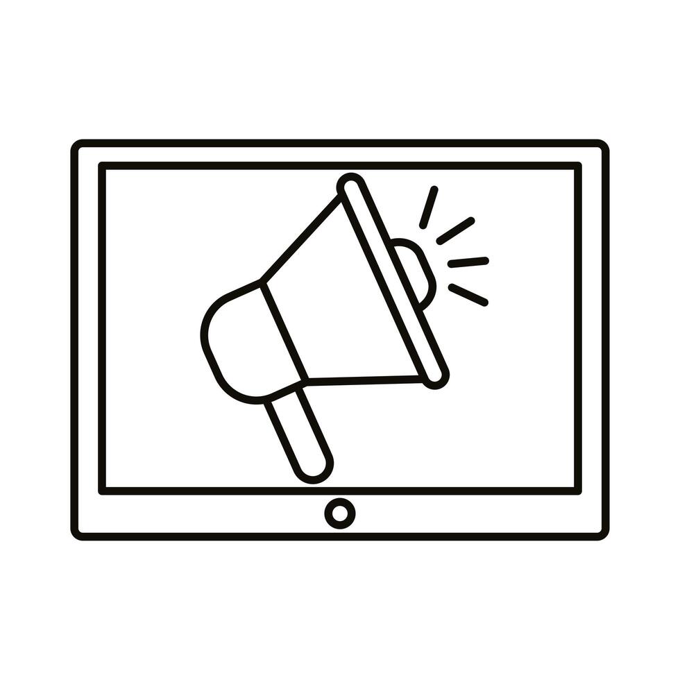 megaphone in tablet line style icon vector design