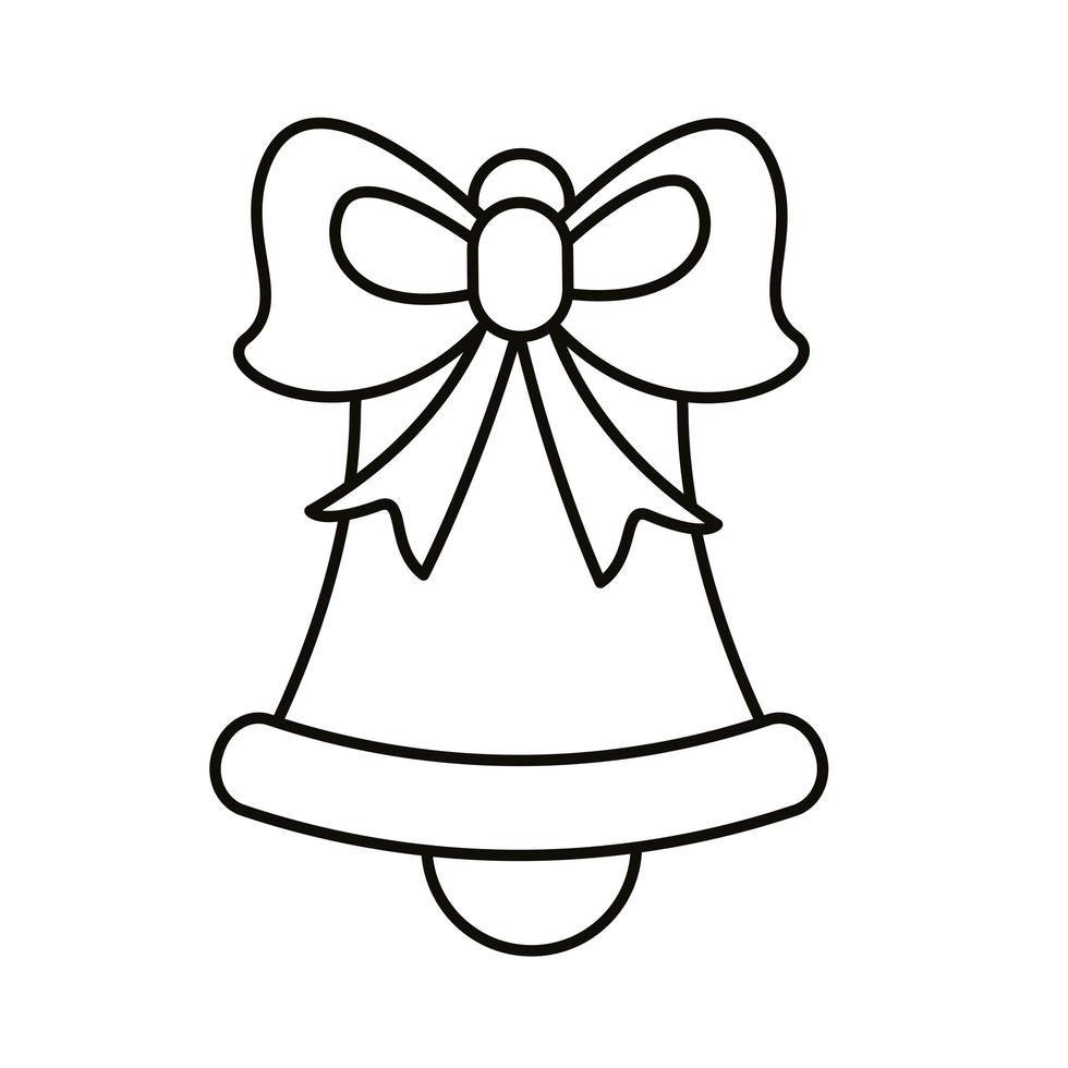 happy merry christmas bell line style icon vector