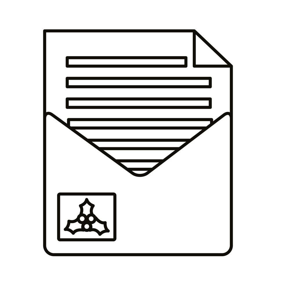 christmas envelope mail line style icon vector