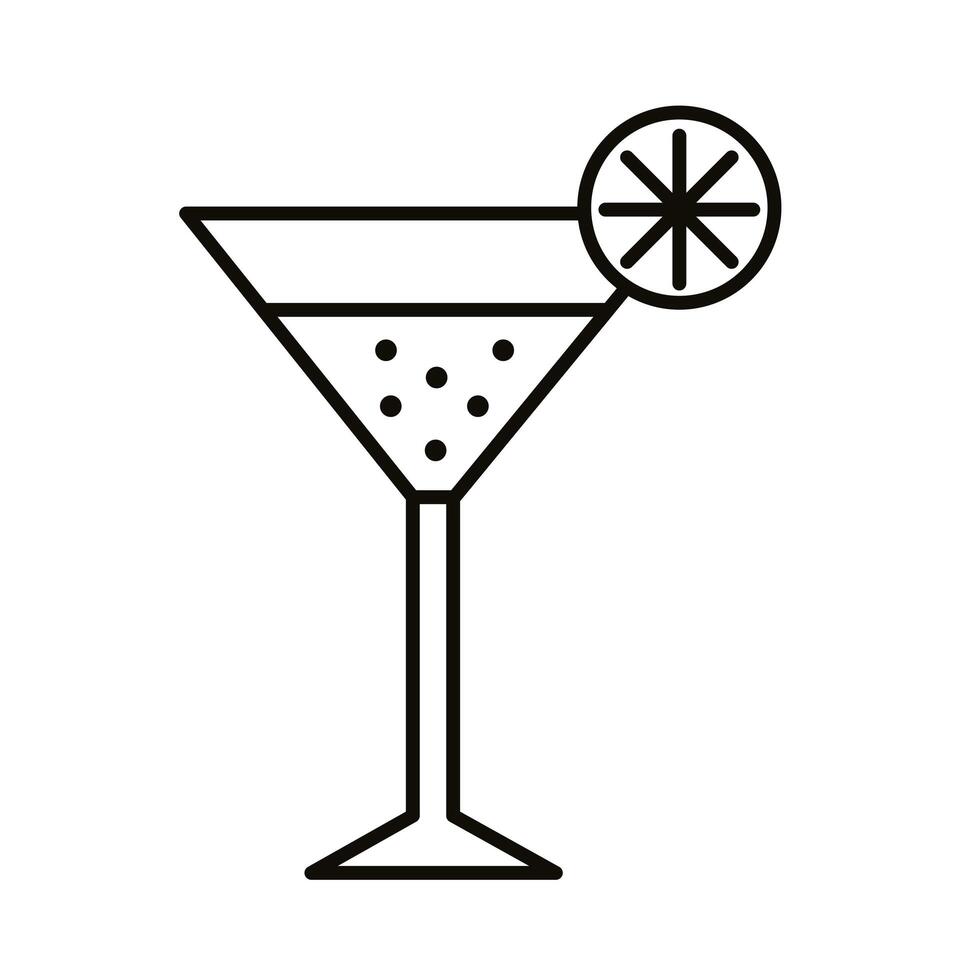 cocktail cup with lemon drink beverage line icon vector