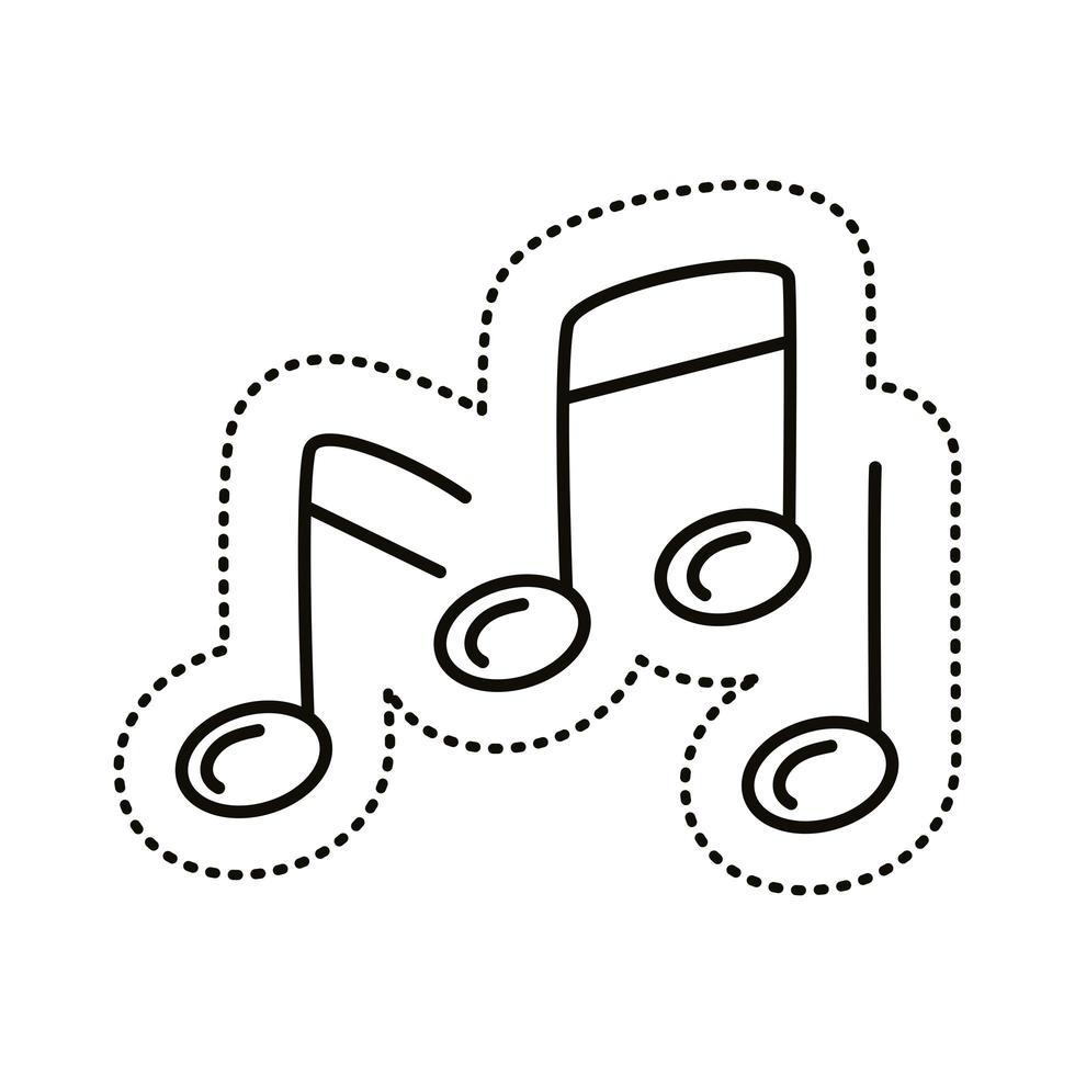 icono de estilo de línea de pegatina de notas musicales vector