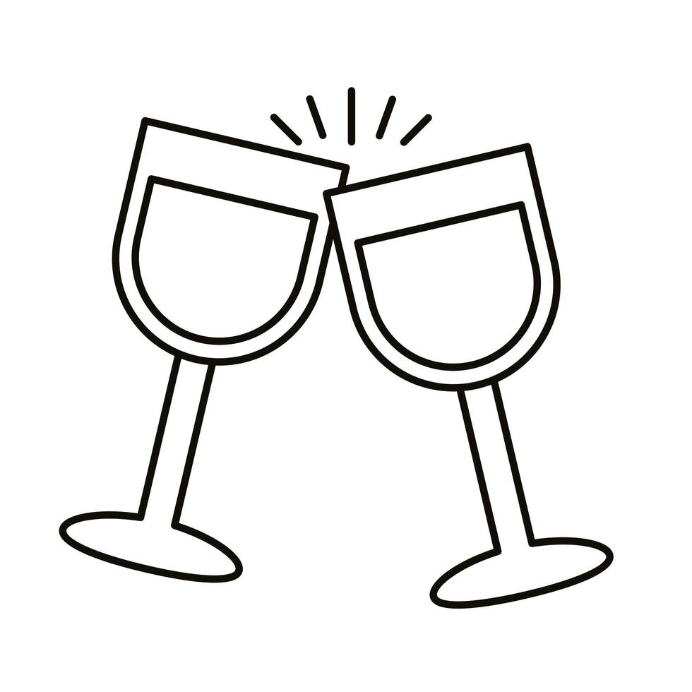 wine cups drink line style icon vector