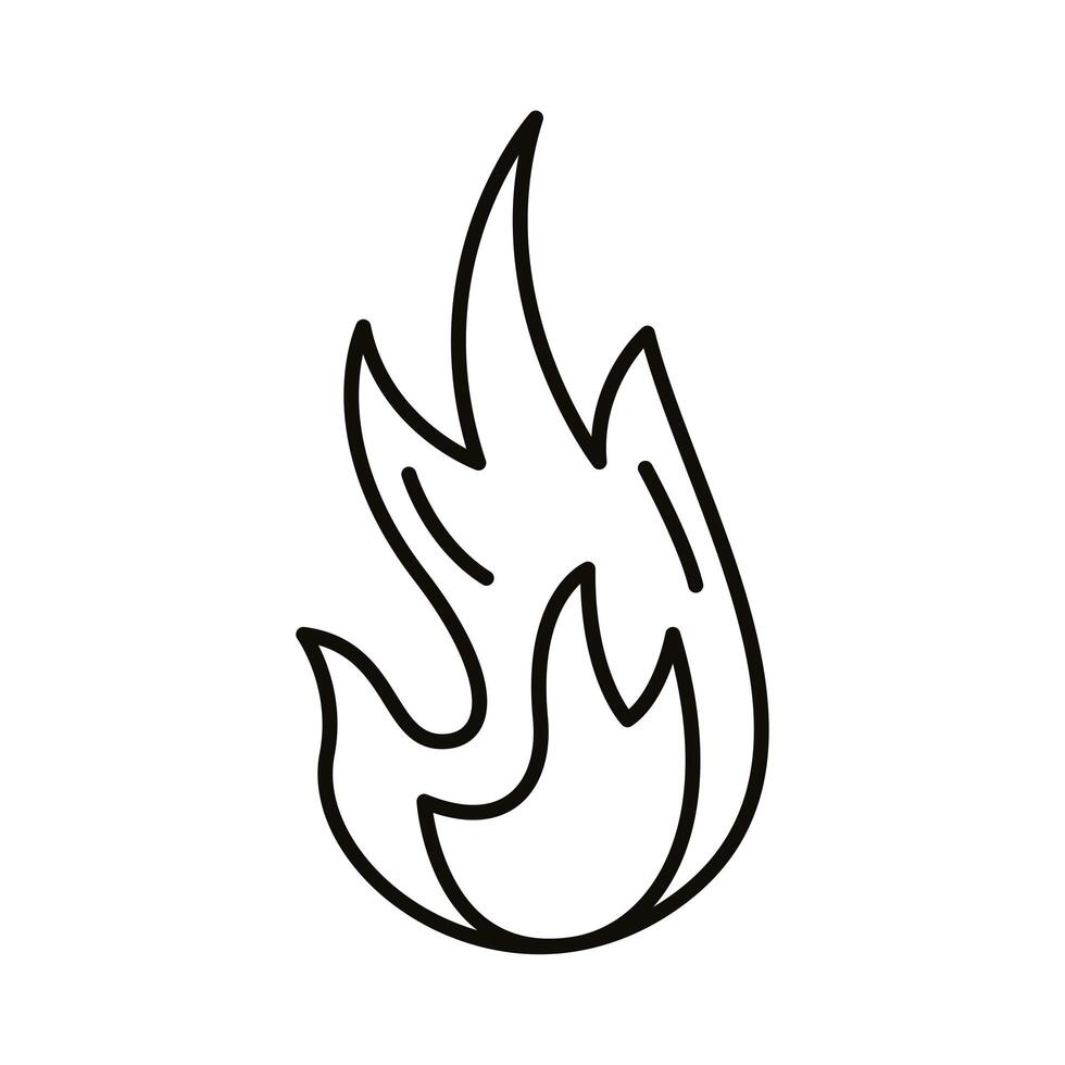 flame fire hot line style vector