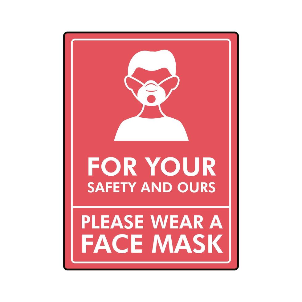 mask required square label stamp with man using mask vector