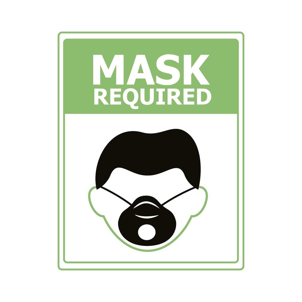 mask required square label stamp with man wearing mask vector