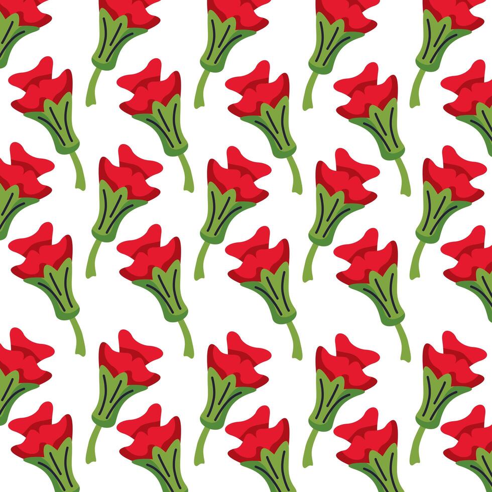 beautiful roses flowers garden pattern background vector