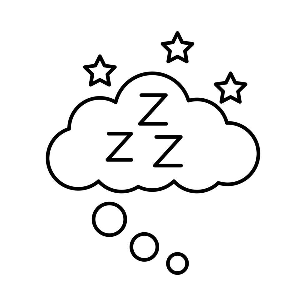 nube con insomnio z letras icono de estilo de línea vector