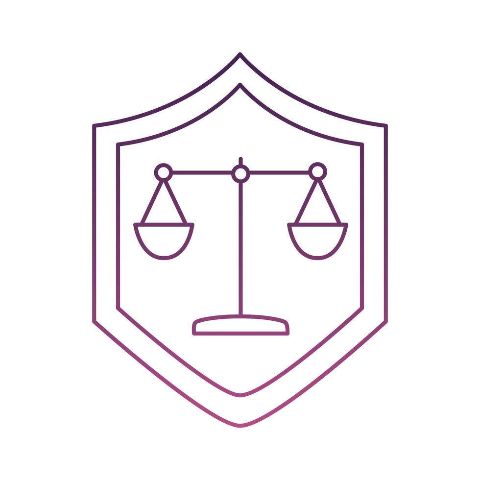 scale balance in shield line style icon vector