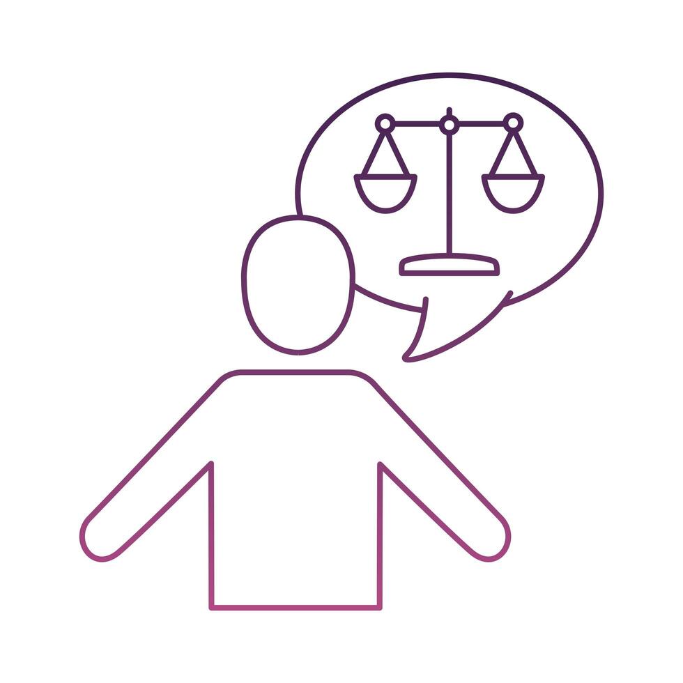 avatar speaking with scale balance line style icon vector