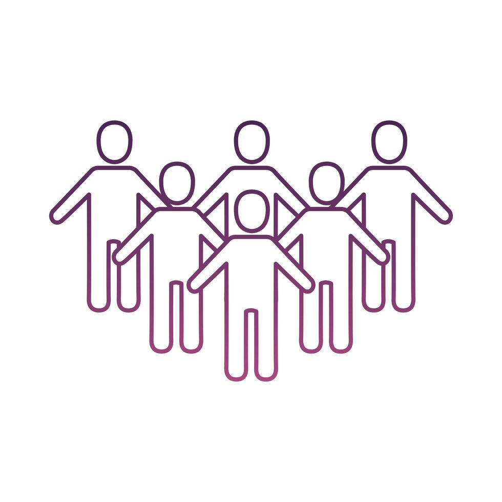 group of silhouettes people line style vector