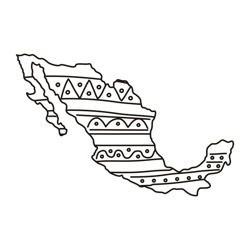 icono de estilo de línea de mapa de méxico vector