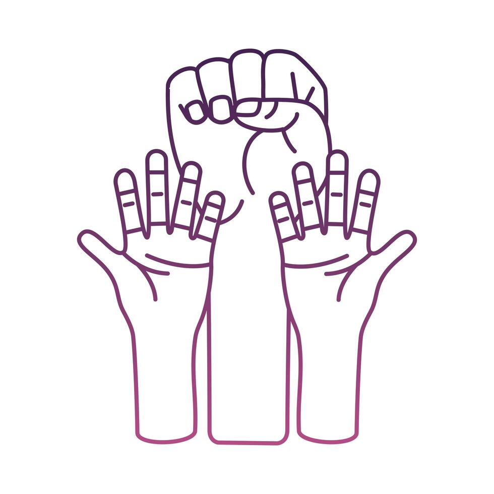 hands humans protesting line style icon vector