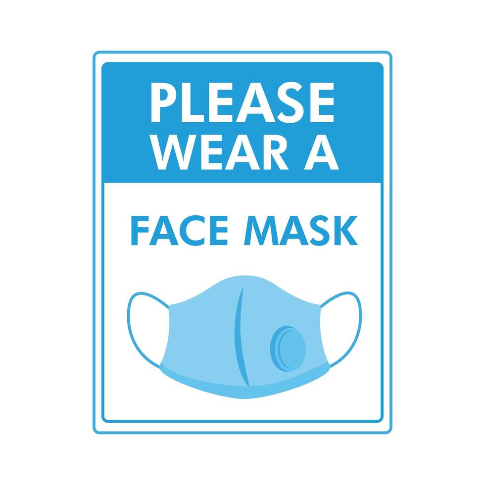 please wear a mask required label stamp with face mask vector