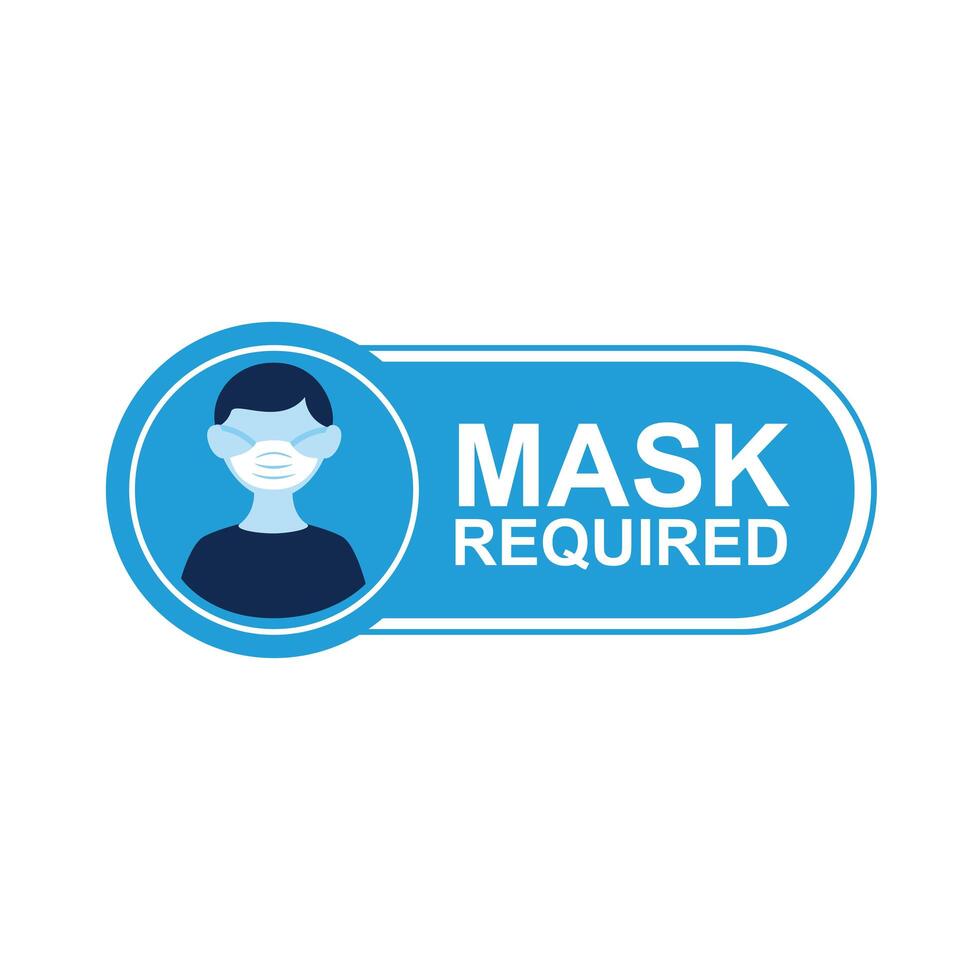 mask required label sticker with man wearing mask vector