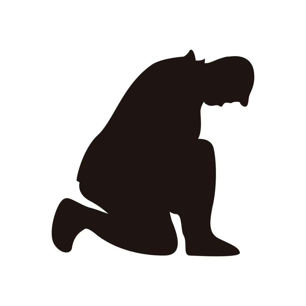 military officer down on my knees silhouette vector