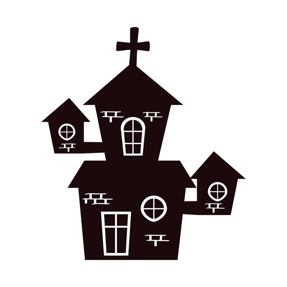 halloween haunted church building silhouette vector