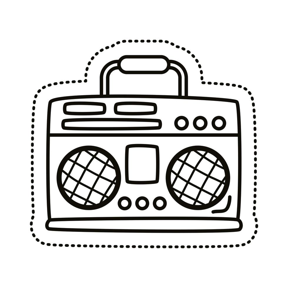 retro radio sticker line style icon vector