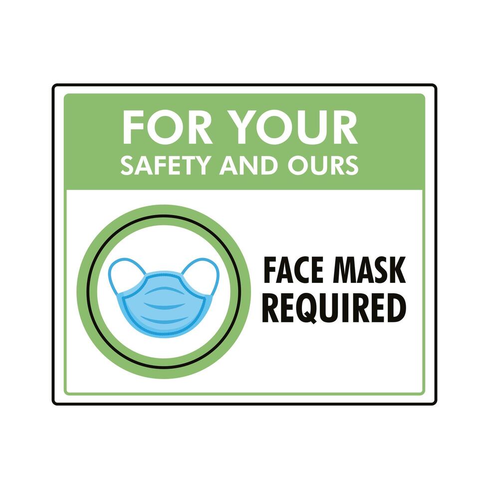 mask required label stamp with medical mask accessory vector