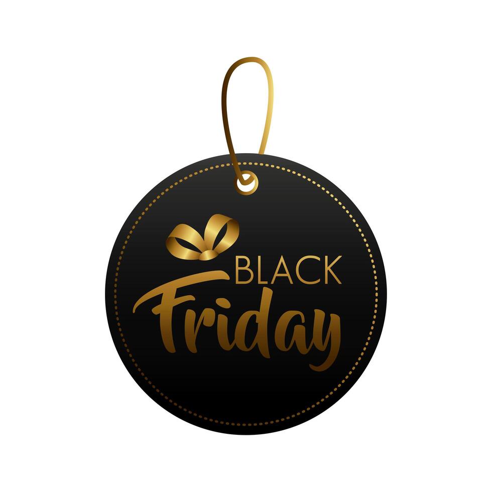 black friday sale lettering in circular tag vector