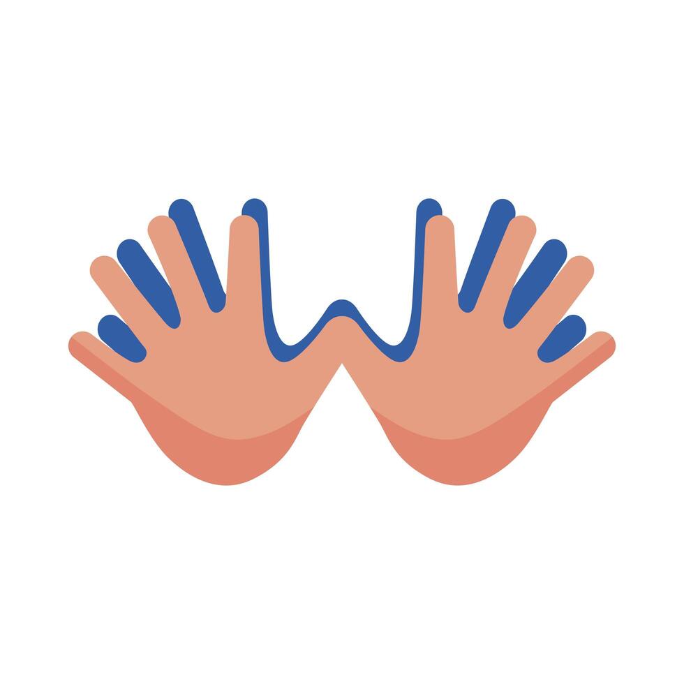 down syndrome two hands flat style icon vector